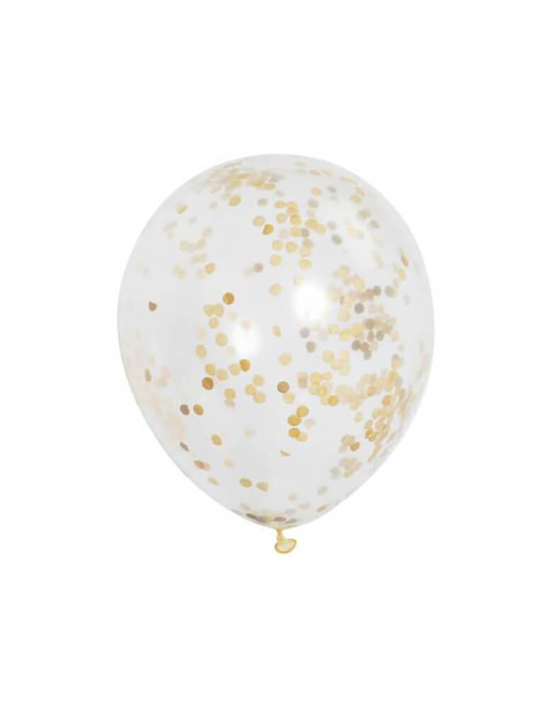 Unique Industries Balloons - Pack of 6, 12 inches Clear Latex balloon with Gold Confetti for a graduation party of New Year Eve celebration