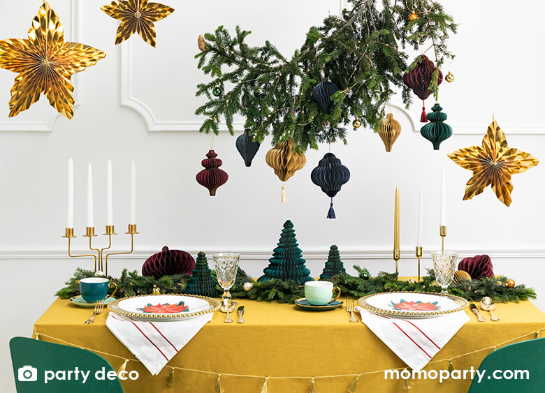 Gold Rosette Star Hanging Decorations (Set of 3)