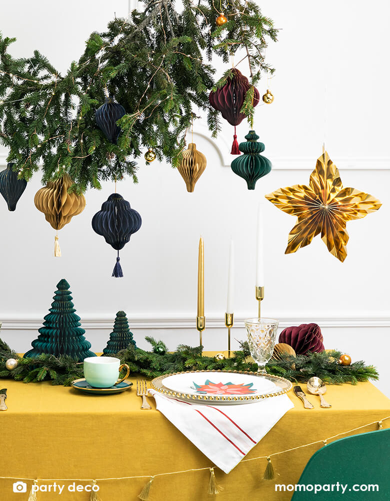 Gold Rosette Star Hanging Decorations (Set of 3)