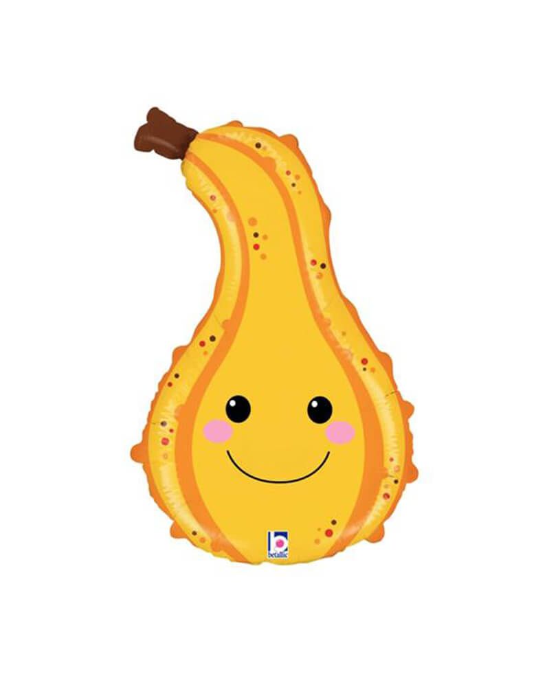Betalic 30" Foil Shape Produce Pals Gourd Balloon. Accent your party with this 30" large unique shape Produce Pals - Gourd foil mylar balloon. The perfect balloon for your food party, thanksgiving party, pumpkin patch decorations