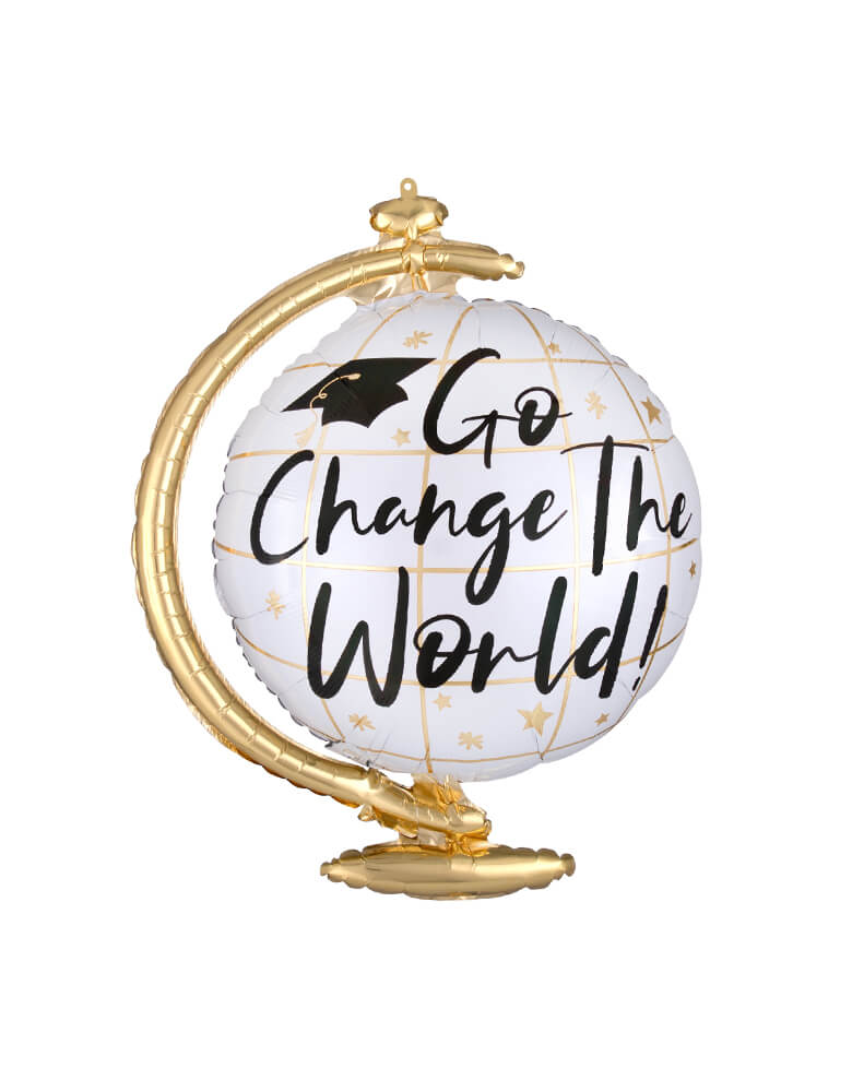 Anagram 23" Go Change The World Foil Mylar Balloon for a Graduation party celebration