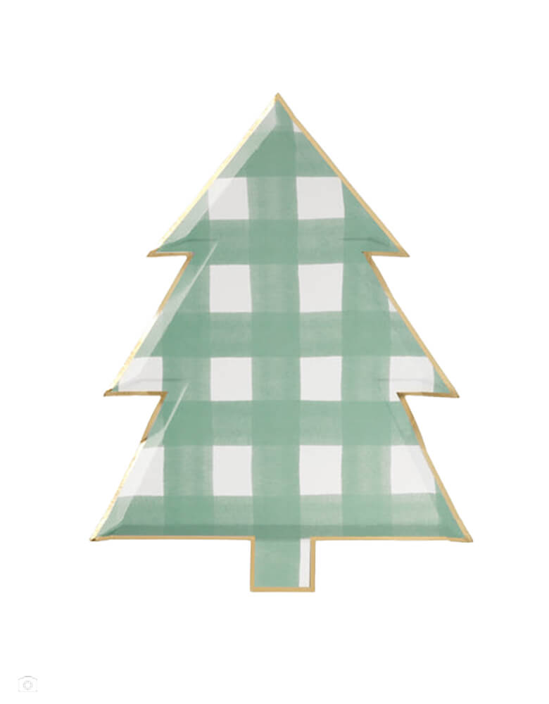 Green Gingham Tree Large Plates (Set of 8)