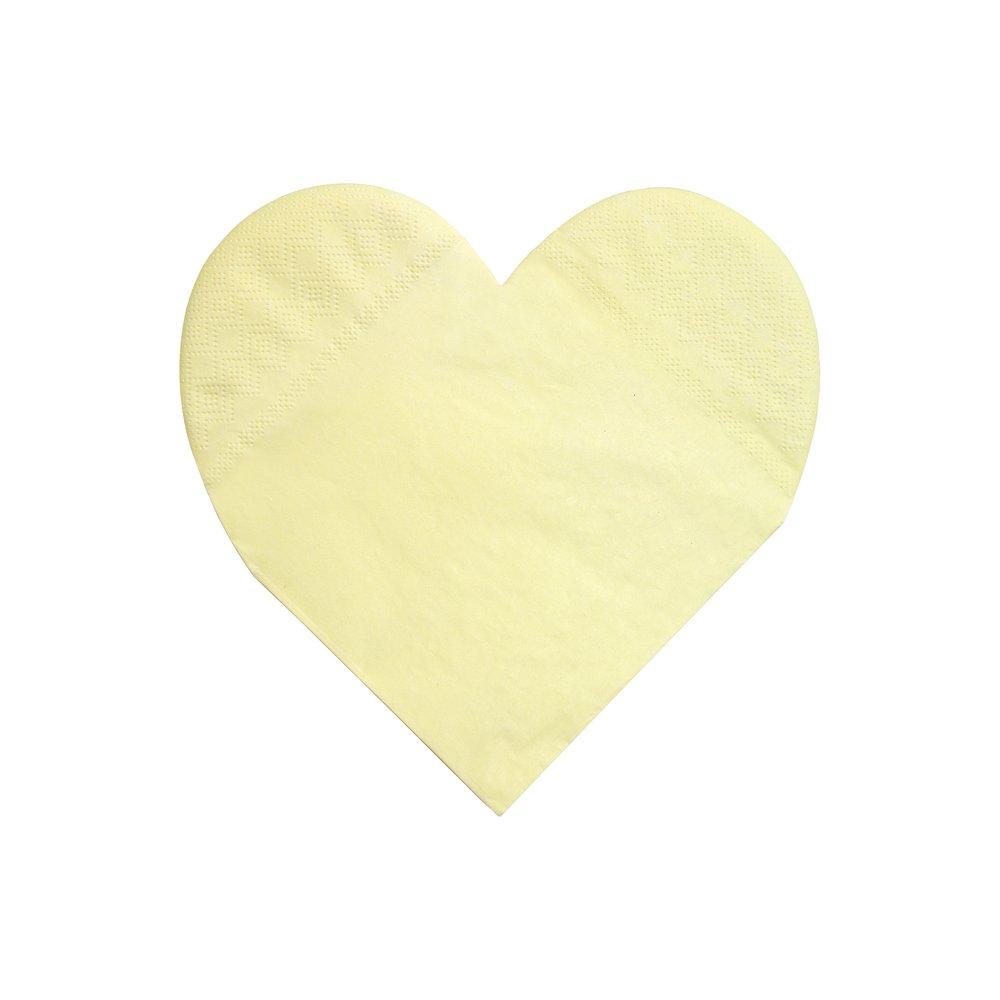 Momo Party's 6.5" heart shaped large napkins by Meri Meri, a set of 20 napkins in 8 rainbow colors of red, blue, pink, rose, blush, lilac, mint and yellow. Get the color of the rainbow at your table with these gorgeous bright and beautiful large heart napkins. Perfect for Valentine's Day or any romantic celebration.