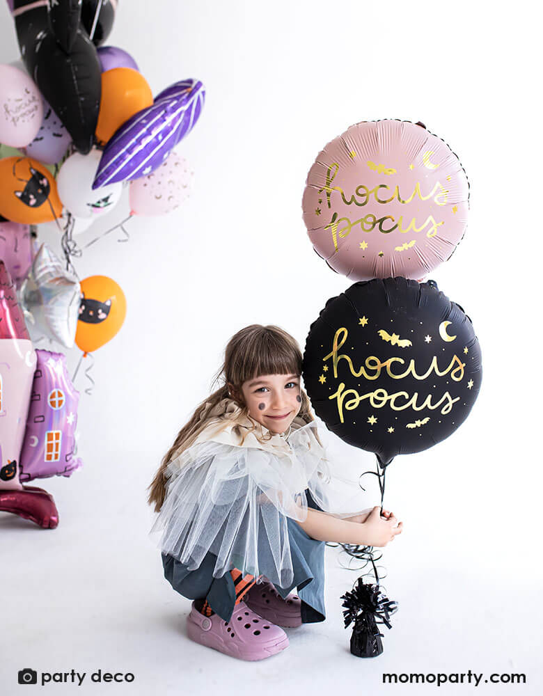 Black Round Hocus Pocus Foil Mylar Balloon