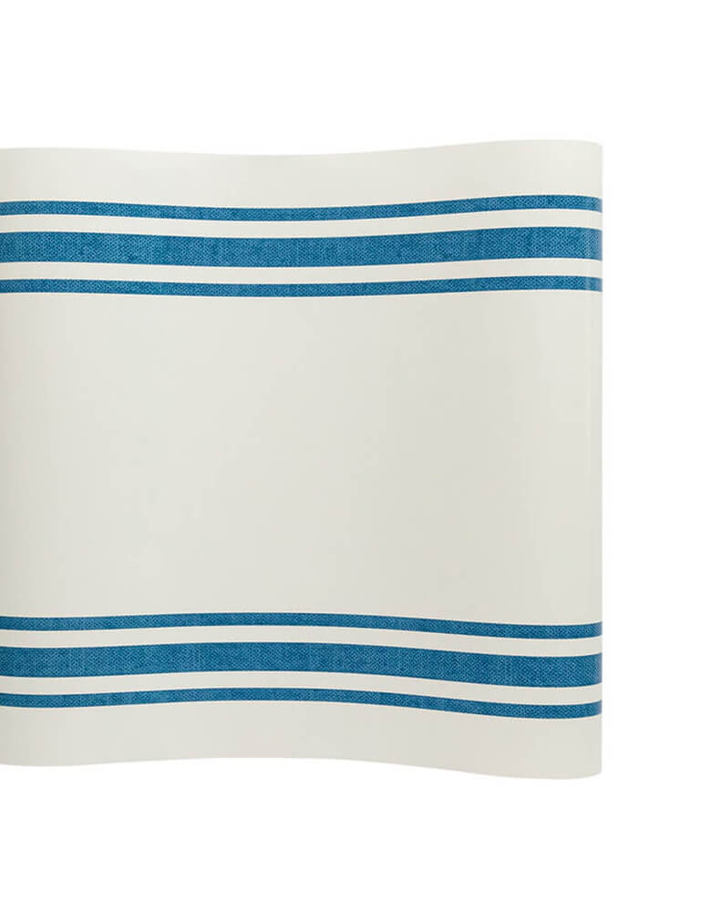 Hamptons Paper Table Runner by My Mind's Eye. With a traditional blue and cream twill design this table runner is the perfect base layer for summertime picnics, farm house brunches, or seaside soirees.