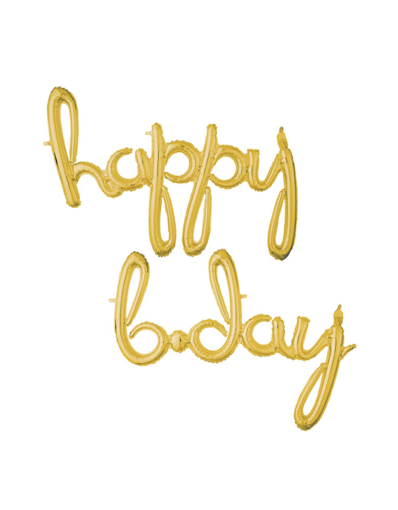 Anagram 37937 Script Phrase "Happy Bday" Gold - Happy Bday Gold Script Mylar Balloon Set