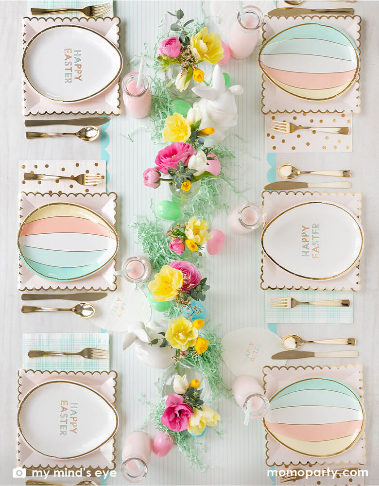 Happy Easter Egg Shaped Paper Plates (Set of 8)