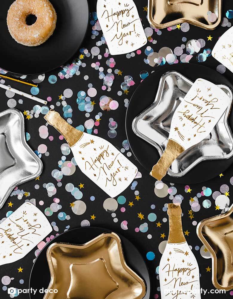 Happy New Year Champagne Shaped Napkins (Set of 20)