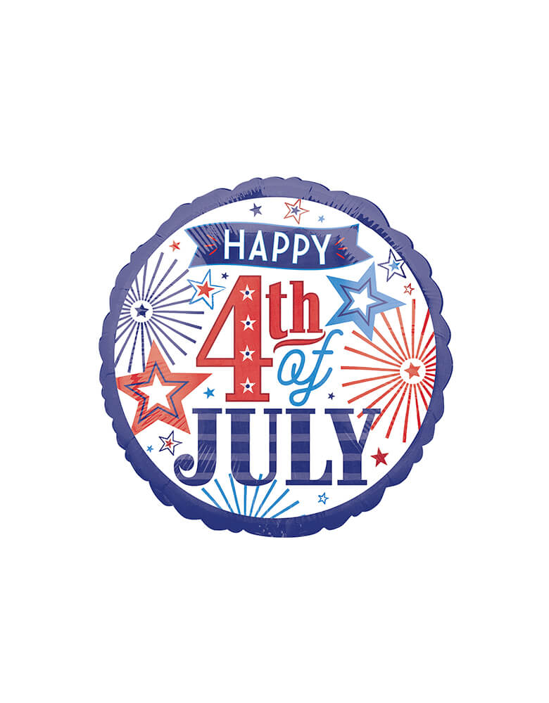Anagram Balloons - 39589 Happy Fourth Stander HX foil balloon. Happy 4th Of July Foil Balloon for for any patriotic event, 4th of july party