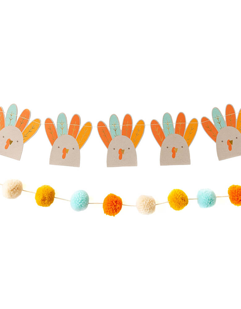 my mind's eye - Harvest Thanksgiving Turkey and Pom Pom Banner Set