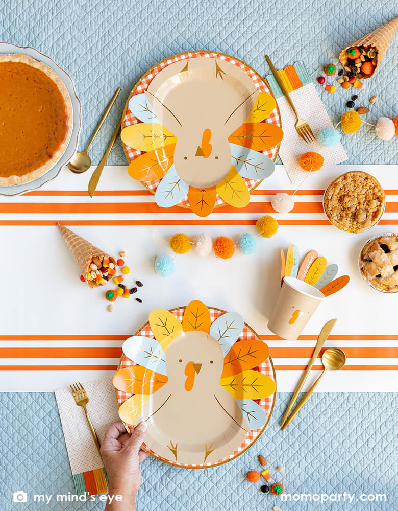 Harvest Rust Striped Paper Table Runner