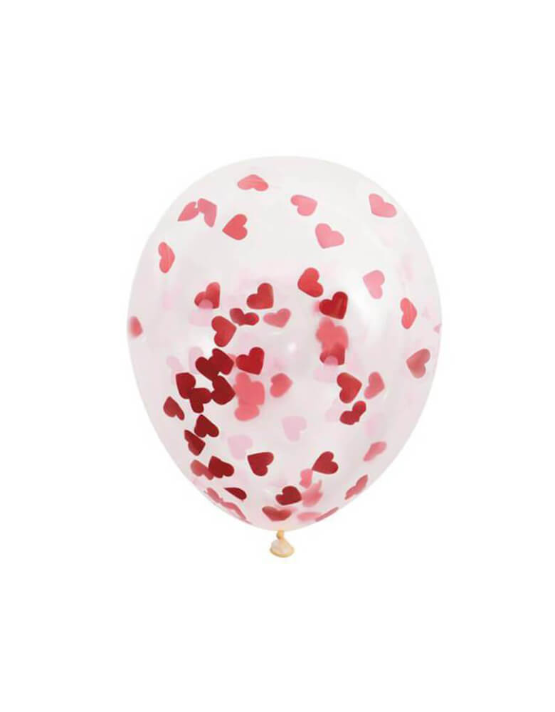 Unique Industries balloon -  16" Heart Valentines Day Confetti Balloons, Celebrate Valentine's Day or love themed parties with these 16" clear balloons filled with heart shaped confetti! 