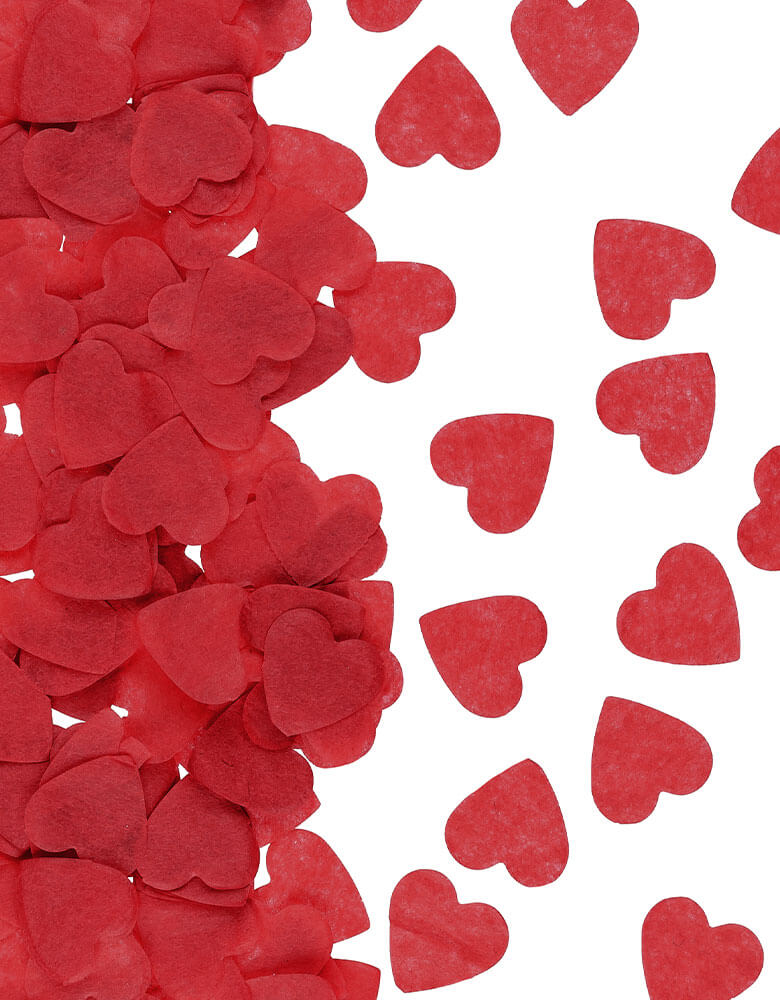 Momo Party's red tissue confetti by Party Deco, each measures 0.63 inch, it makes a perfect addition to your Valentine's Day party table.