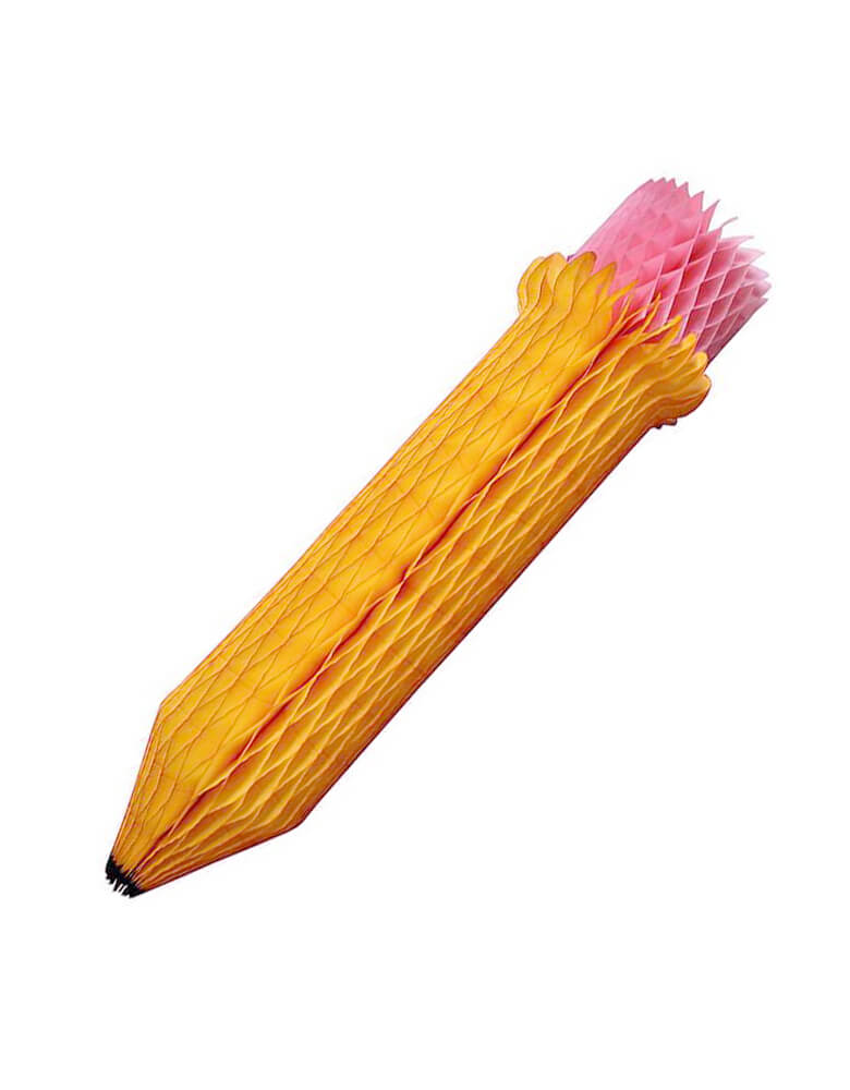 Devra Party 24" Back To School Pencil Shaped Honeycomb Decoration for Back to School Celebration
