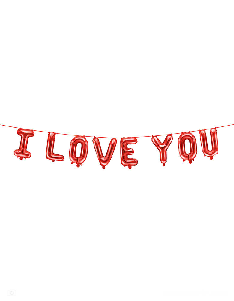 Momo Party's 16" red I Love You foil balloon set by Party deco. Celebrate Valentine's Day with this "I Love You" red mylar balloon set. Perfect For Valentine's Day celebration or a love-themed party! Comes with one straw for easy air-filled inflation.