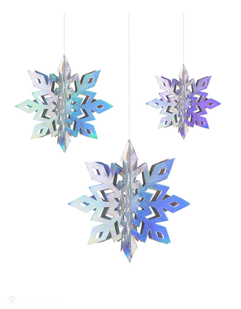 Iridescent Snowflake Hanging Decorations (Set of 6)