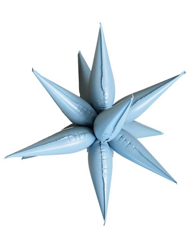 Momo Party's Jumbo 12 Point Pastel Blue Starburst Foil Balloon by Ellie's Party. This 26 inches jumbo pastel blue starburst foil balloon is simply a show-stopper for any celebration!
