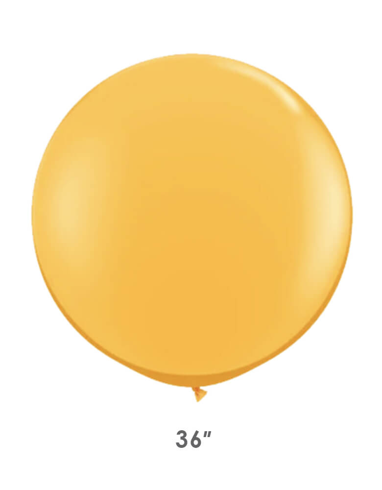Momo Party's Jumbo Round 36" Goldenrod Latex Balloon by Qualatex Balloons. This jumbo 36" round latex balloon is perfect for making a stunning balloon cloud at a larger scale. Or simply decorate it with tassels, ribbon, or fringe to create a WOW effect!