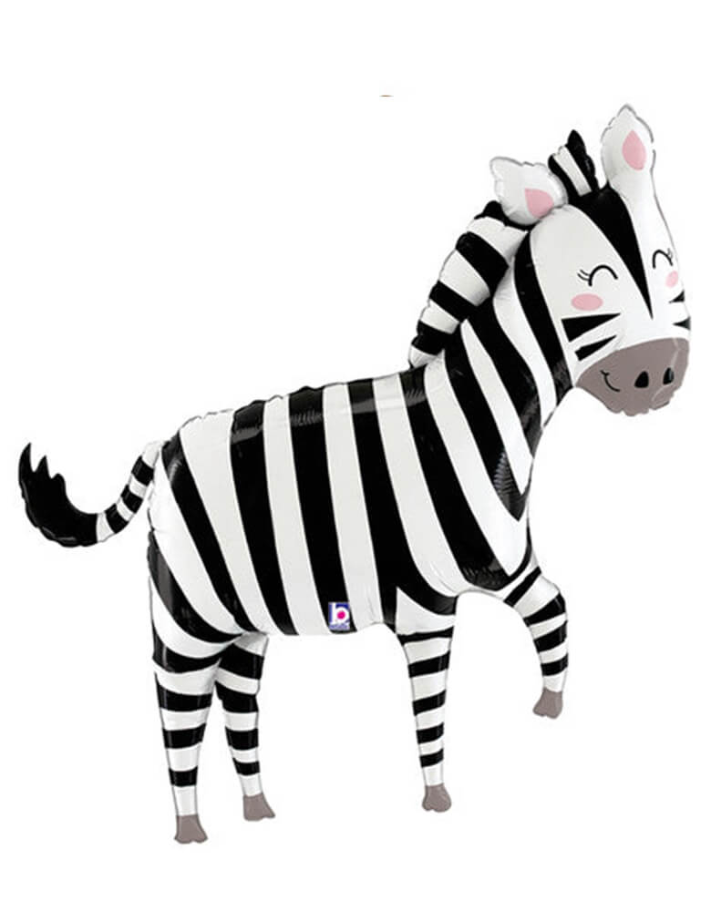 Jungle Zebra Foil Balloon by Betallic Balloons. Accent your safari themed party with this jumbo zebra foil mylar balloon. The perfect balloon for your safari party, this 50" Betallic party balloon is great for setting the scene!
