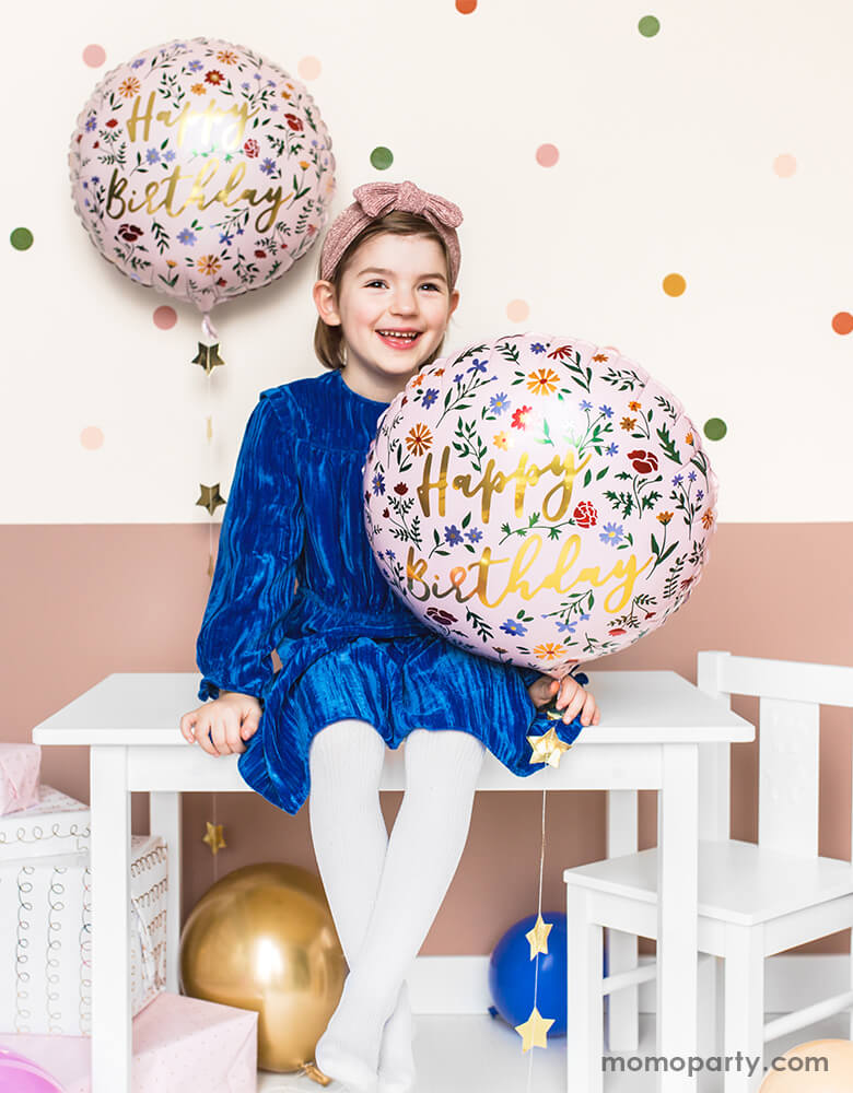 Junior Floral Happy Birthday Foil Balloon