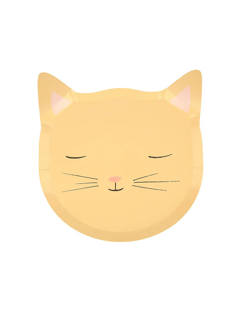 Momo Party's 7.5 inches kitten shaped party plates by Meri Meri, comes in a set of 8 plates in 4 pastel colors and designs, including ivory, dusty pink, dusty blue and peach, these adorable and sweet cat party plates for perfect for kid's kitten or cat themed birthday party.