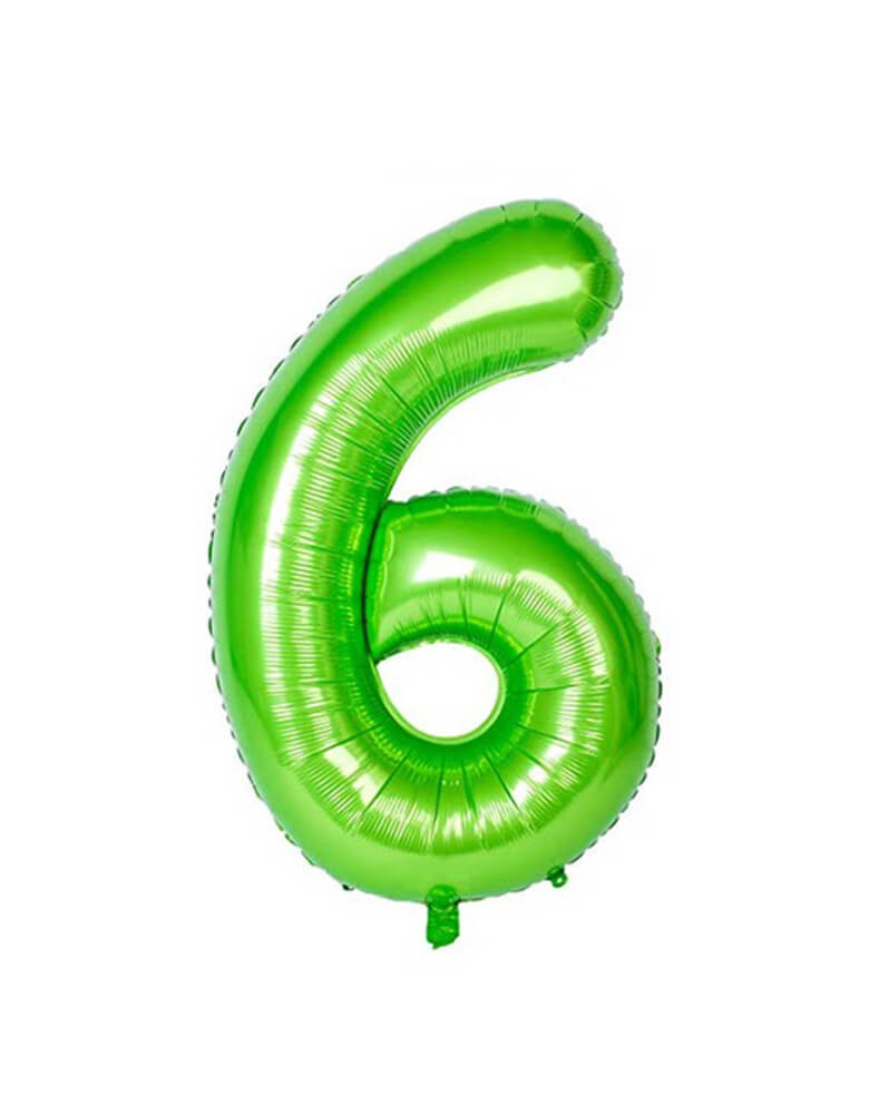 Large Number Green Foil Mylar Balloon of Number Six #6