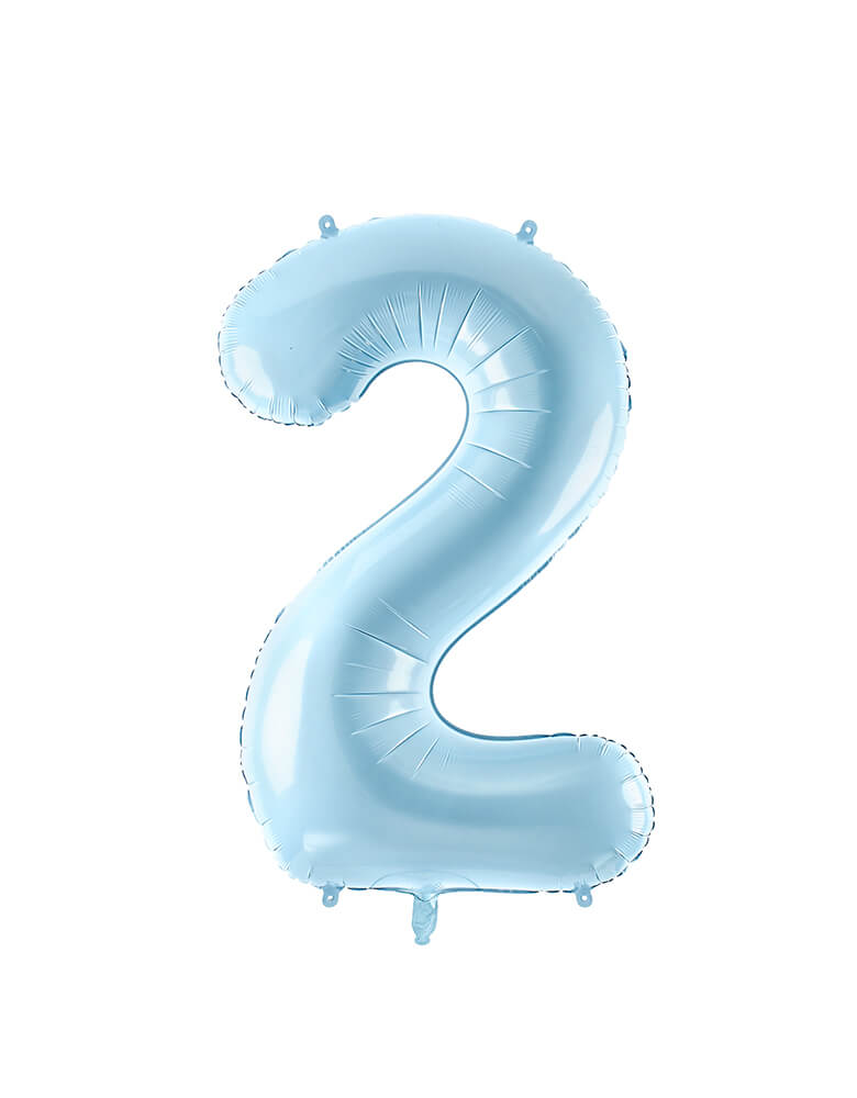 Party Deco - 34 inch - Large Number Pastel Blue Foil Mylar Balloon - Number 2 balloon
