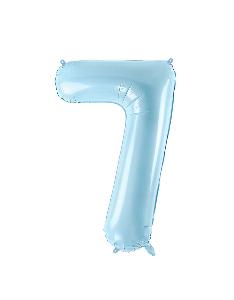 Party Deco - 34 inch - Large Number Pastel Blue Foil Mylar Balloon - Number 7 balloon