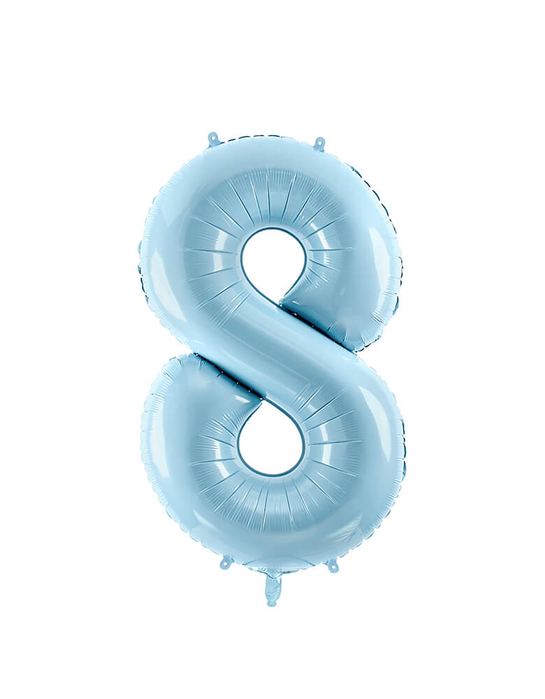 Party Deco - 34 inch - Large Number Pastel Blue Foil Mylar Balloon - Number 8 balloon