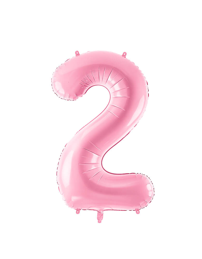 Party Deco - 34 inch - Large Number Pastel Pink Foil Mylar Balloon - Number 2 balloon