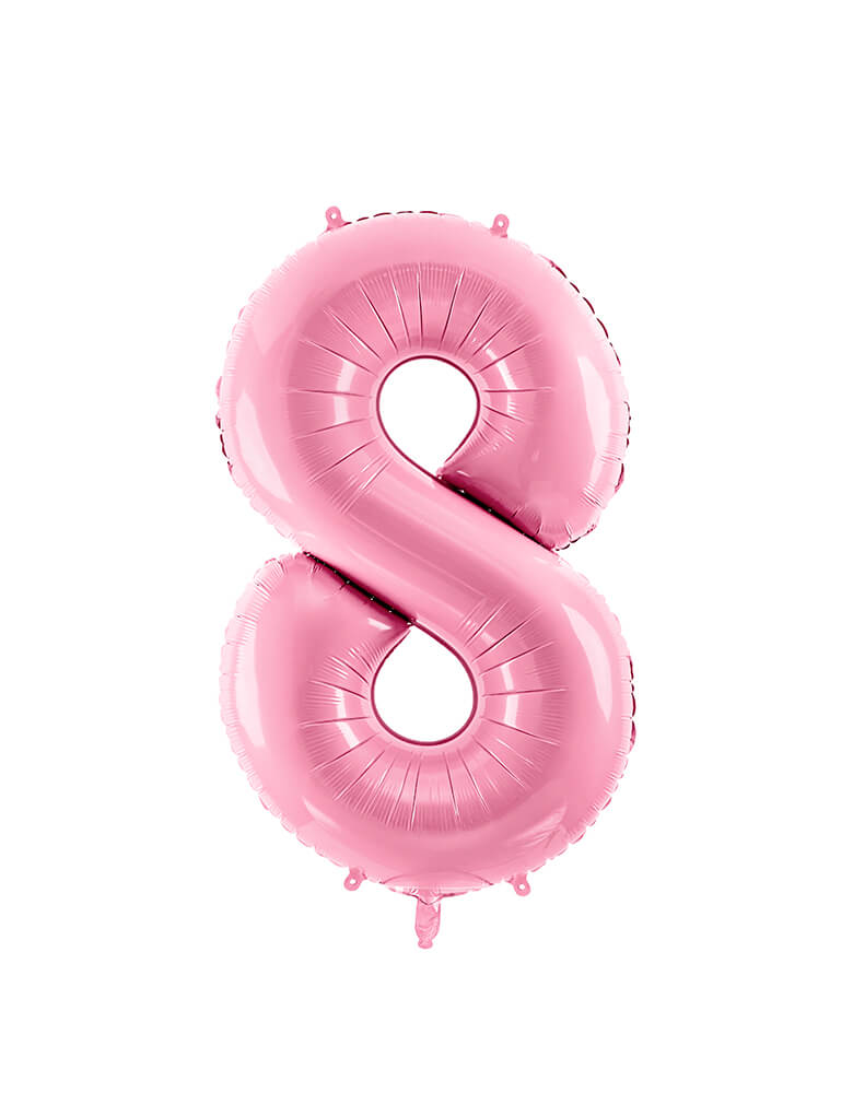 Party Deco - 34 inch - Large Number Pastel Pink Foil Mylar Balloon - Number 8 balloon
