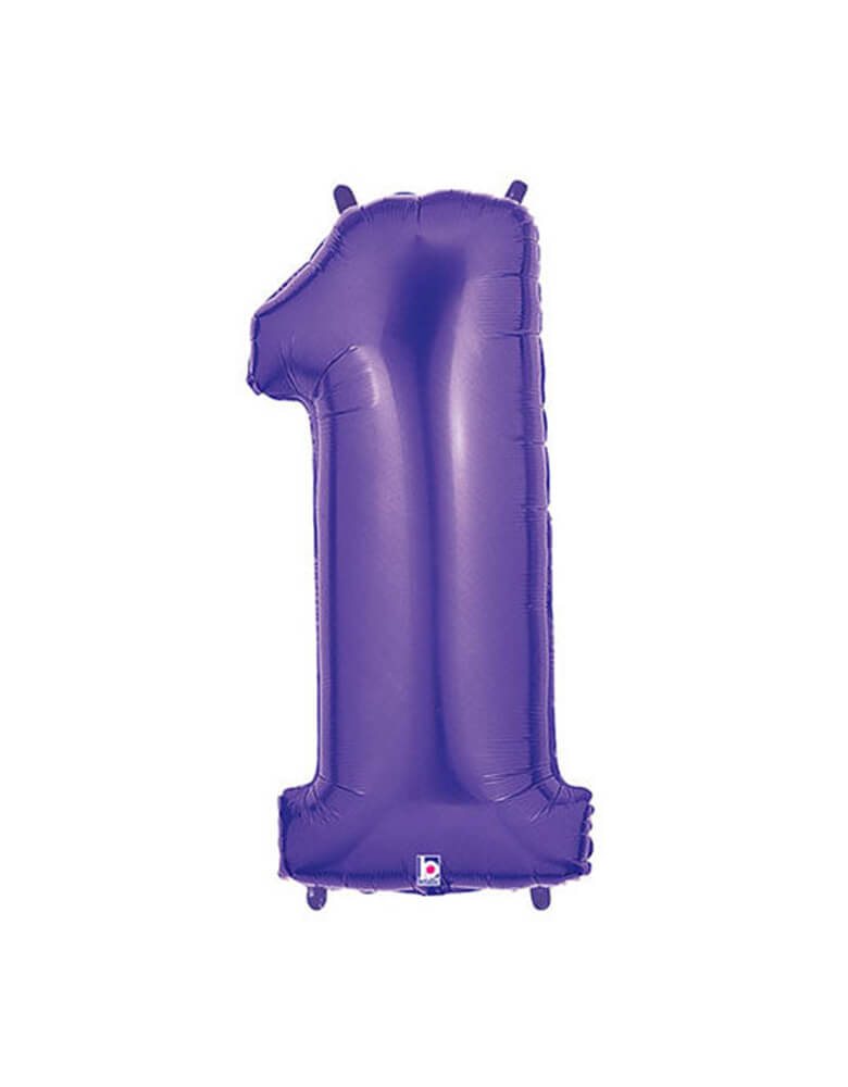 Betallic Balloon  - 40 inches Purple Megaloon foil mylar number balloons - Number 1.   This Giant Balloon is the ultimate way to celebrate someone's birthday, milestone event, a couple's anniversary, the anniversary of a business and for marketing a special priced product at a business! Also Perfect for Encanto Party, Butterfly Party, unicorn party or any birthday party for girls. These huge balloons are great for bouquets, photo backdrops, on the top of balloon columns and more. 