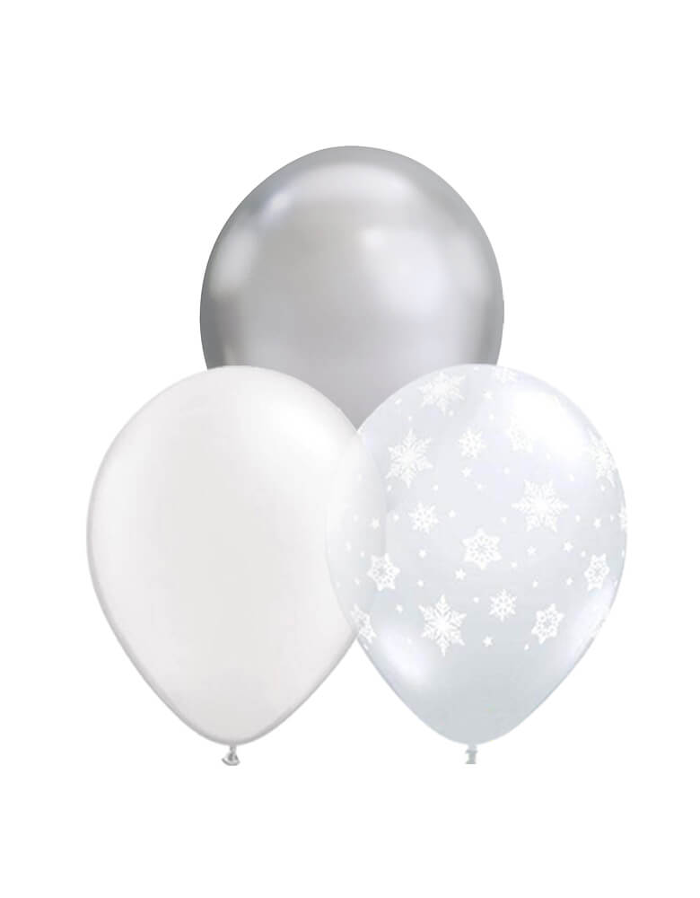 White-Christmas-themed Holiday Balloon Mix (Set of 12)