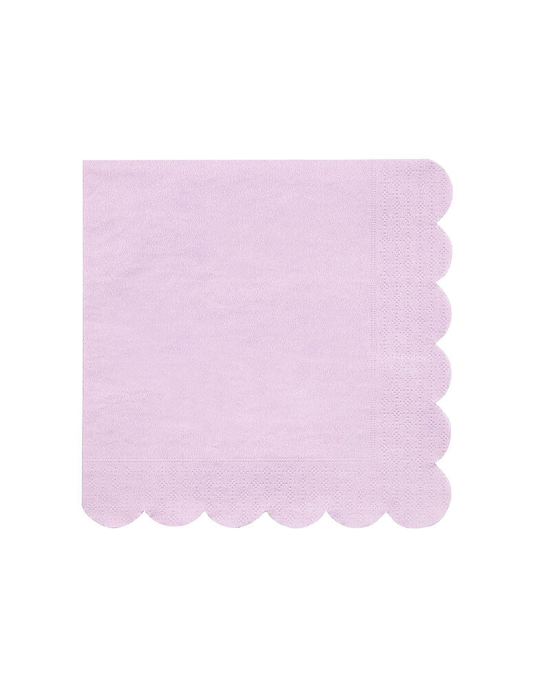 Meri Meri 6.5" Lilac Large Napkins with scallop edge Set of 20. These large napkins, in a gorgeous lilac with a textured scallop edge, will add style and sophistication to any party table