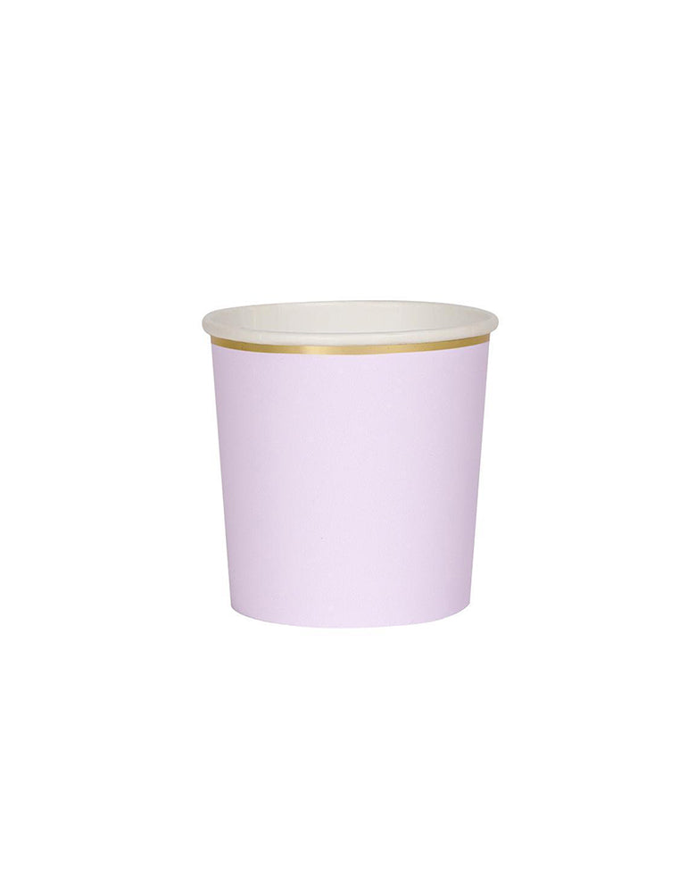 Meri Meri 8.8 oz capacity Lilac Tumbler Cups with Gold Foil Border 