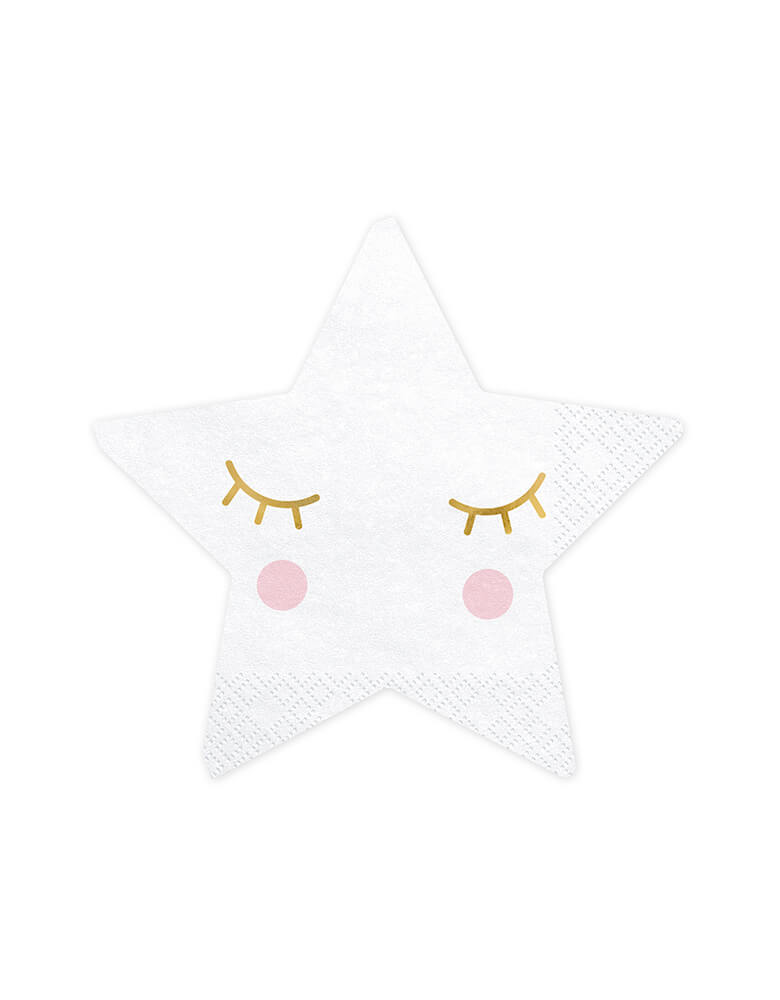 Party Deco 5-inch Little Star Napkin with closed eyes and blush design