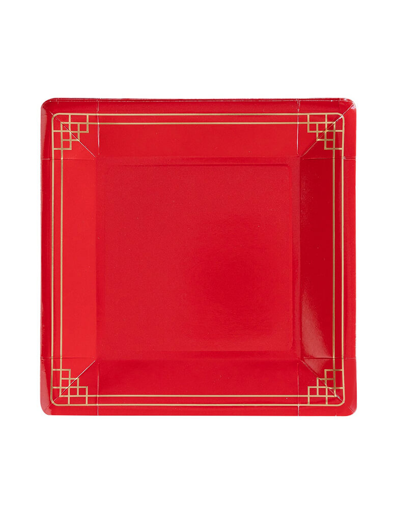 Momo Party's Lunar New Year Square Border Plates by My Mind's Eye. Featuring a 9 inches square border plates with gold accents.