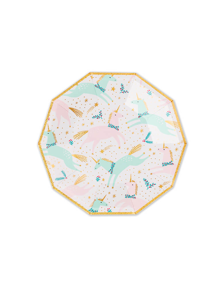 Daydream Society 7.5 inches Magical Christmas Small Plates featuring unicorn illustrations in pastel colors