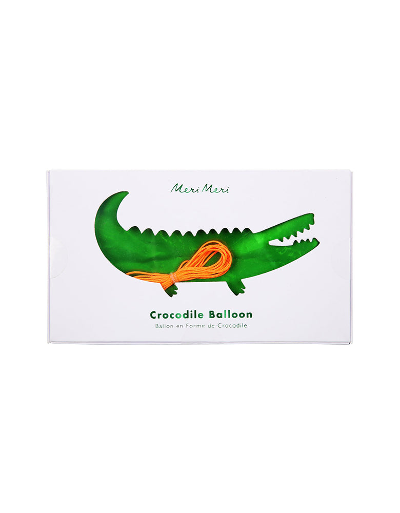Meri Meri Crocodile Mylar Foil Balloon in package