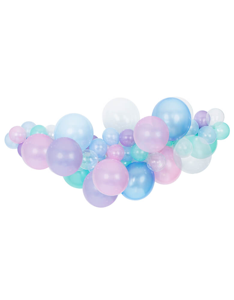 Mermaid Balloon Garland with pearl pink, blue, pearl blue, mint latex balloons