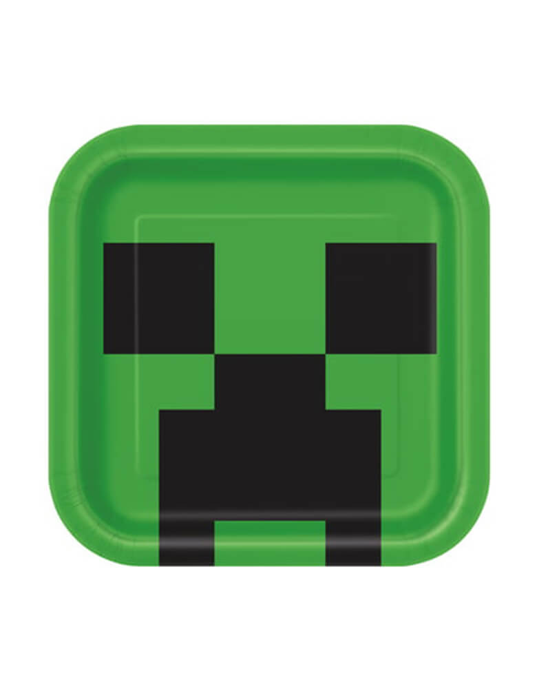 Minecraft Creeper Large Paper Plates. Featuring Minecraft creeper face design, these 9-inch paper plates are perfect for your kid's Minecraft birthday party