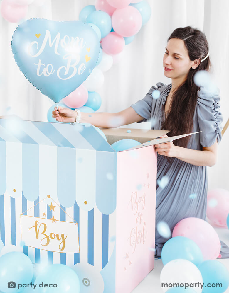Mom To Be Blue Heart Shaped Foil Balloon
