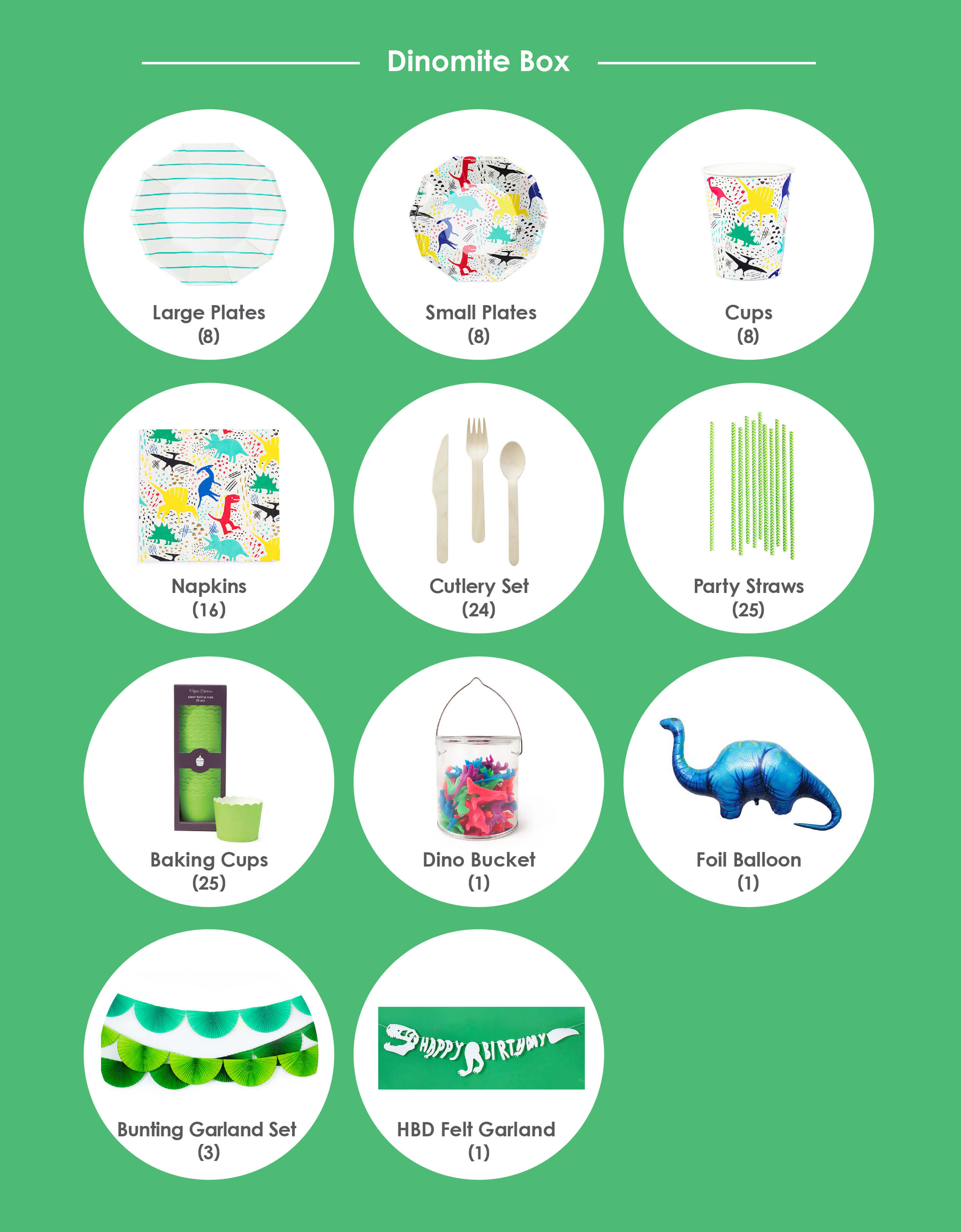 Product list of Morden and Neon Dinosaur theme birthday party