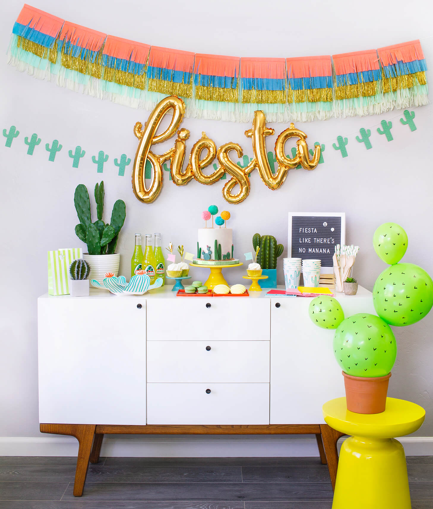 Momo party in a box, Cactus Fiesta themed Morden Party tablewares, Party Supplies, Party decoration inspiration for Mexican Fiesta themed birthday party, Cactus themed Celebration