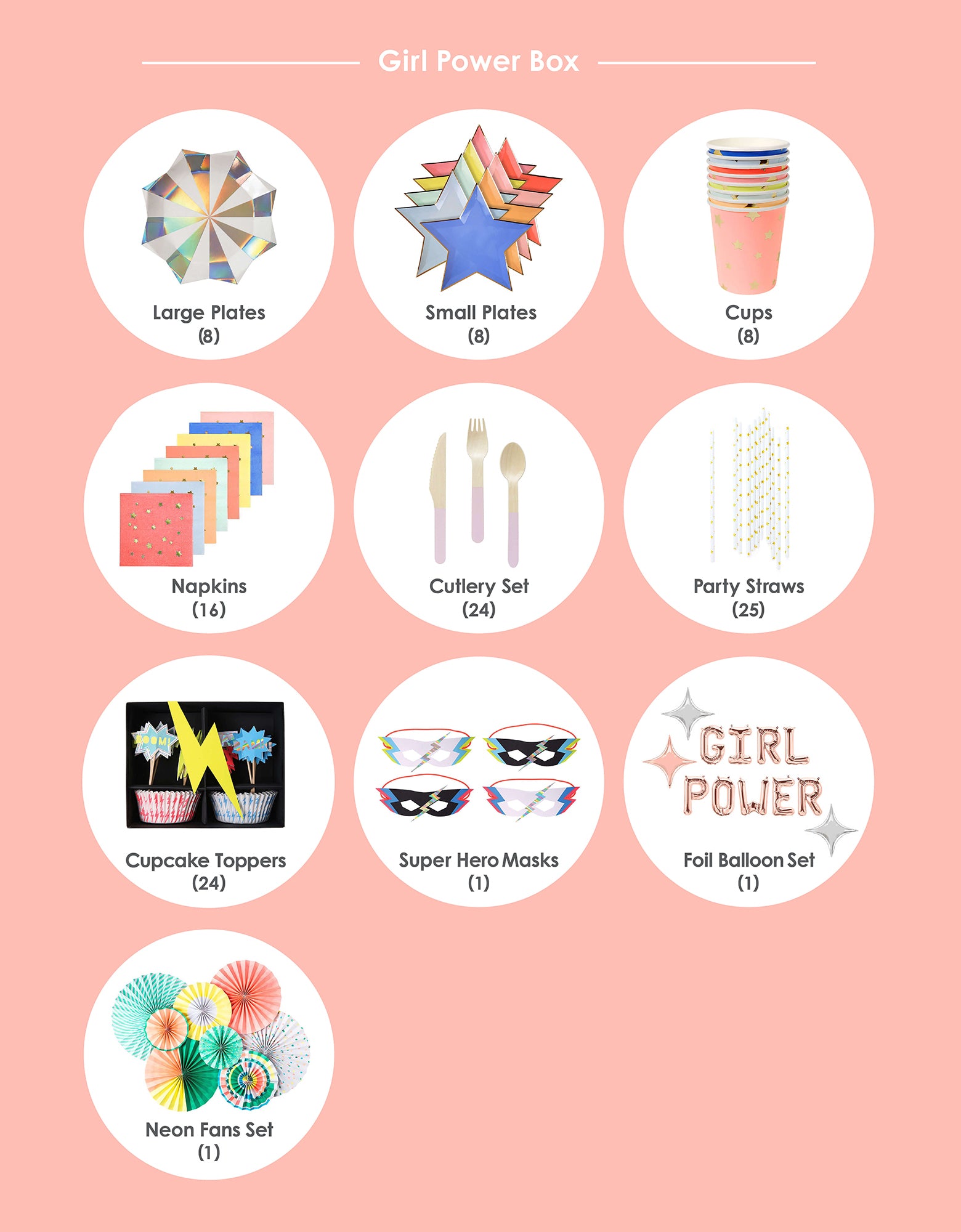  Party supplies list for Girl Power, Superhero themed Birthday