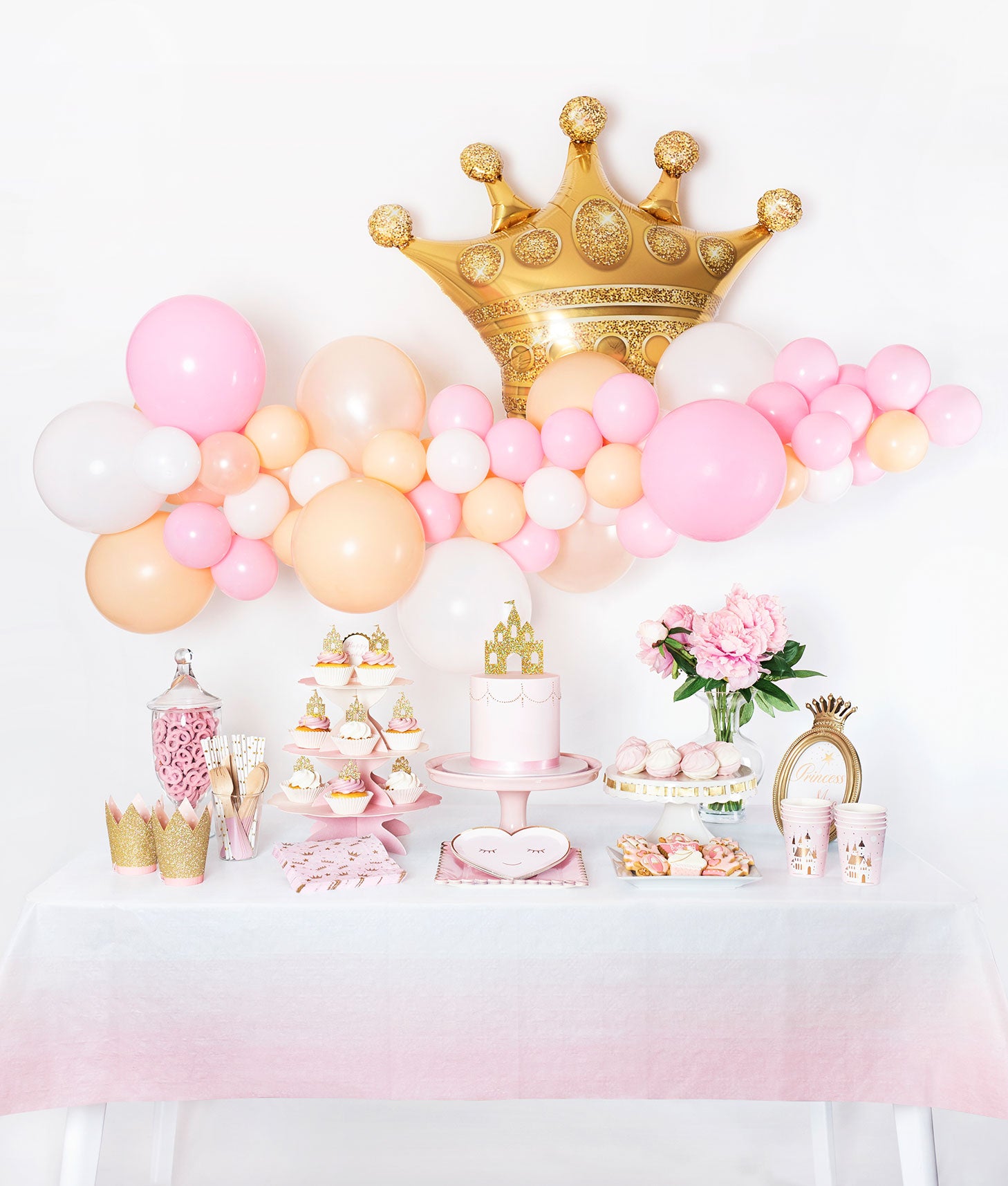 Pink and Gold Princess Themed Birthday Party Decoration Inspriation 