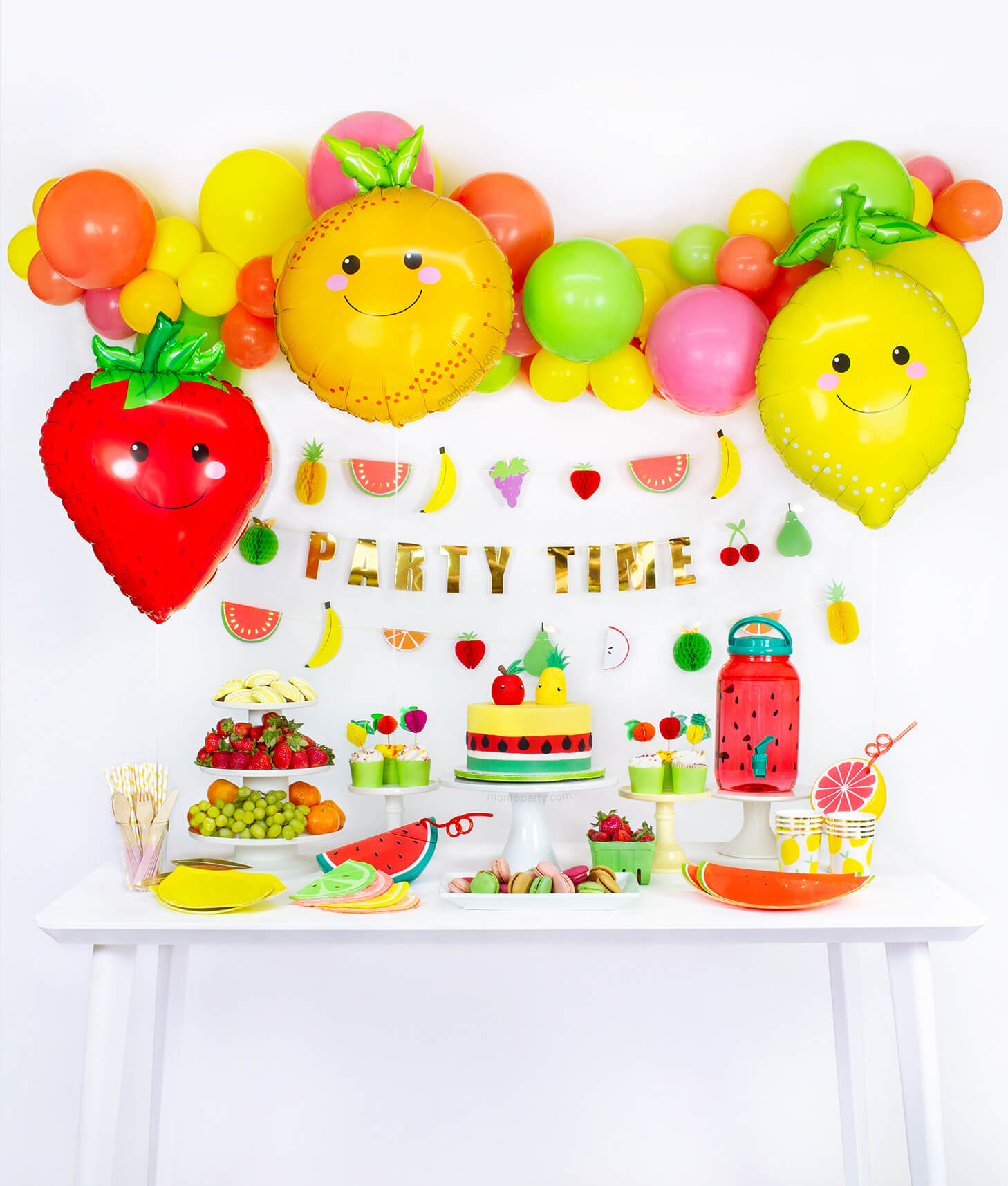 Fruit themed birthday party table set up look inspiration 