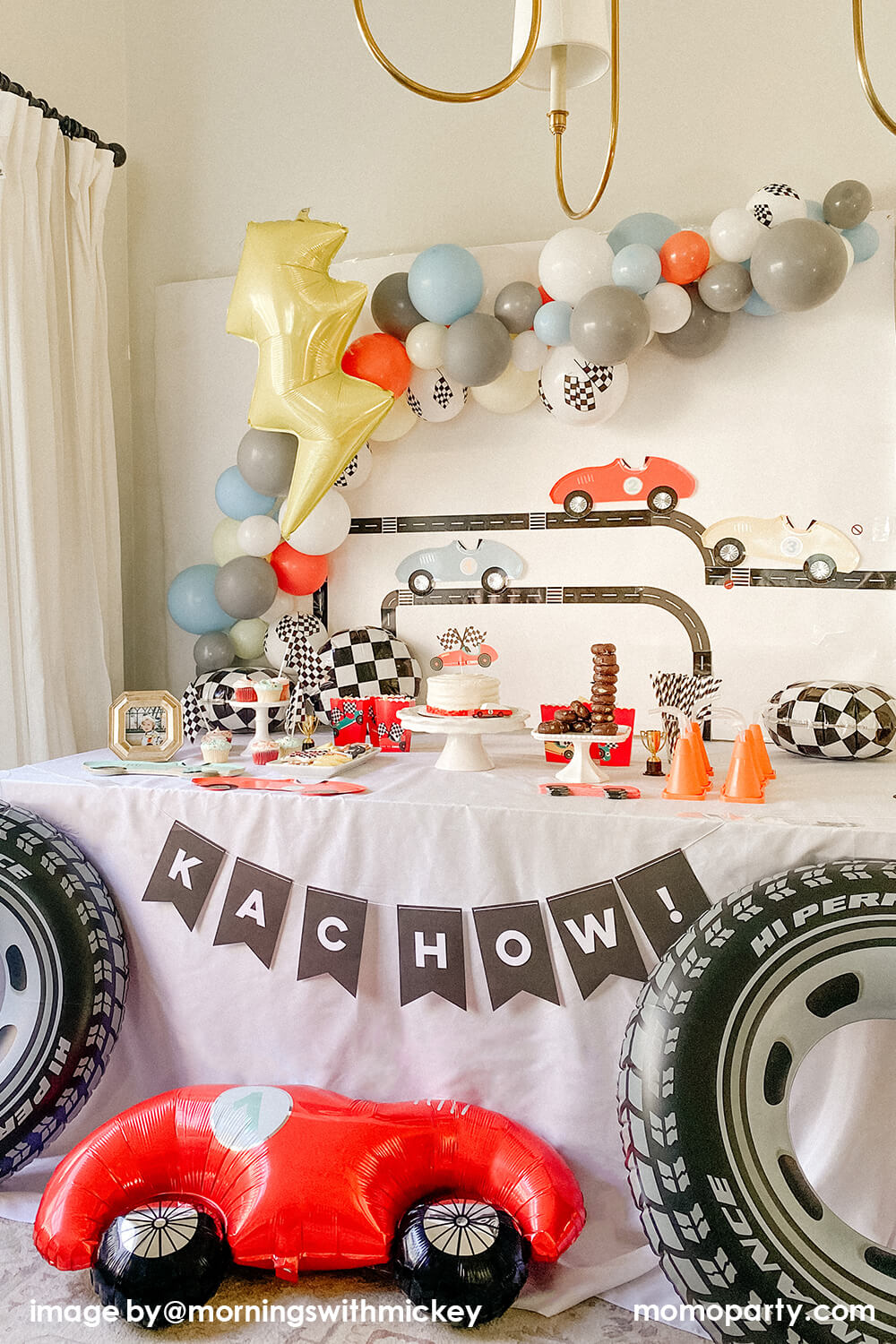 Checkered Flag Printed Latex Balloon Mix (Set of 6)