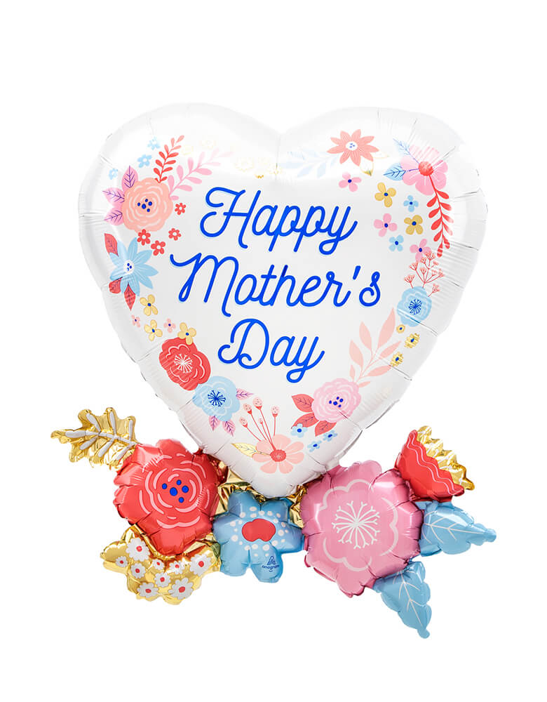Anagram Balloons 44167 HMD Artful Florals SuperShape™ P35. This 30 inches Mother's Day Artful Florals Foil Balloon