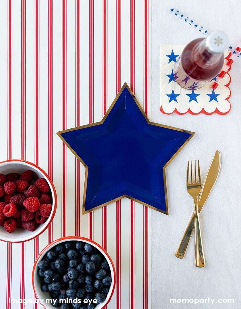 Blue Star Shaped Gold Foiled Plates (Set of 8)